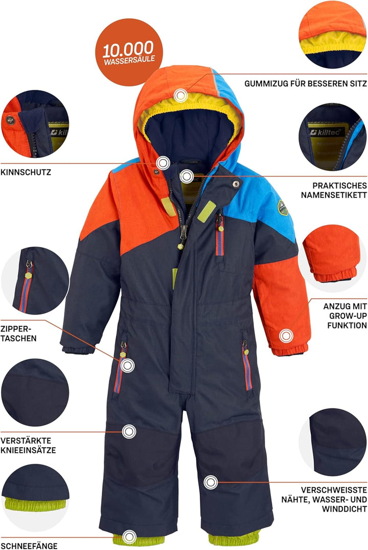 Killtec Unisex Kinder Kesley Mini Skioverall/Schneeanzug Mit Kapuze 122-128 Dunkelnavy, 122-128 Dunk