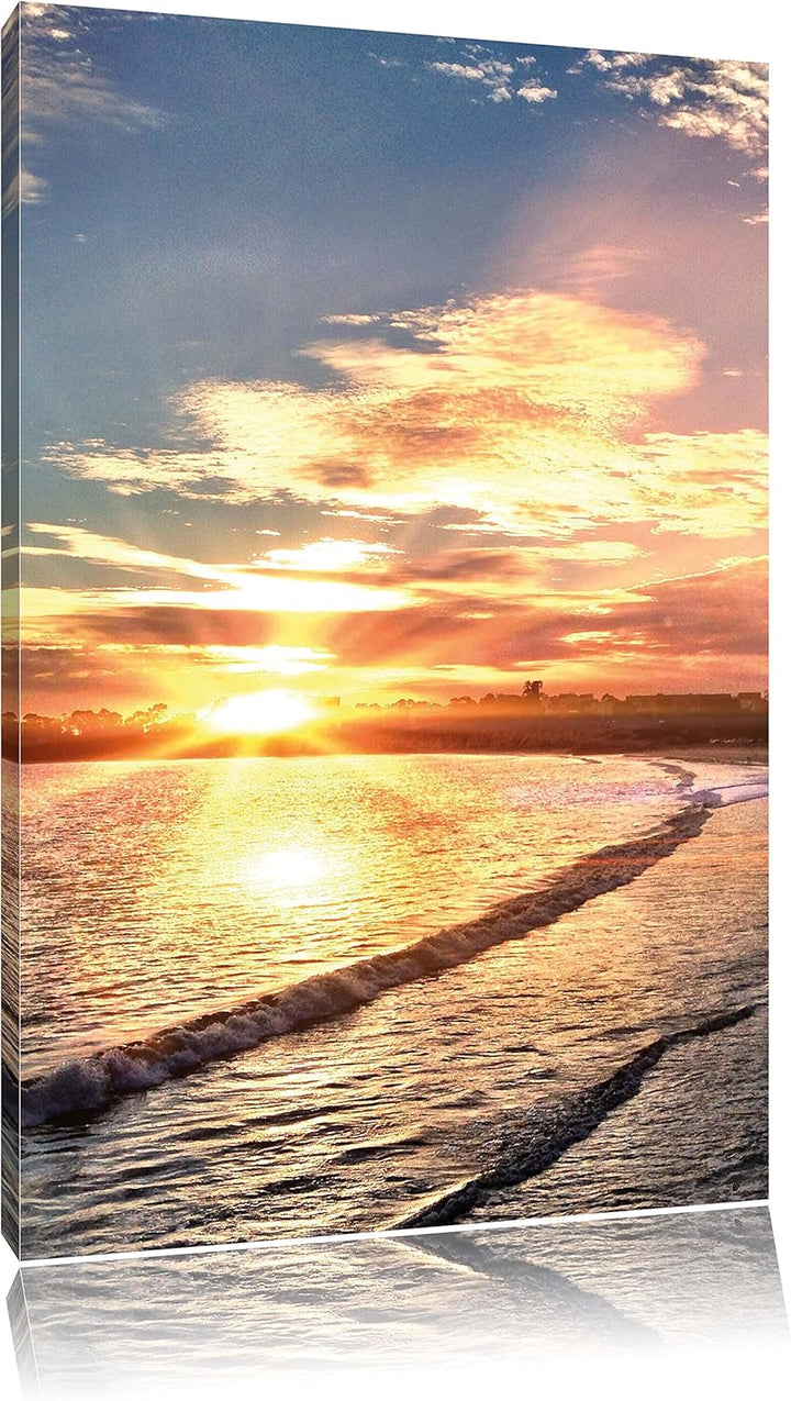 Los Angeles Beach, Format: 100x70 auf Leinwand, XXL riesige Bilder fertig gerahmt mit Keilrahmen, Ku