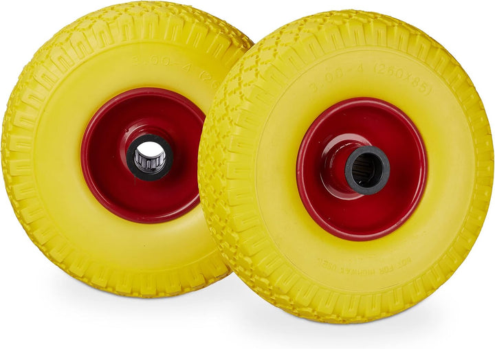 4 x Sackkarrenrad im Set, pannensicher, 3.00-4 PU Vollgummireifen, Stahlfelge, 25mm Achse, 100kg, 26