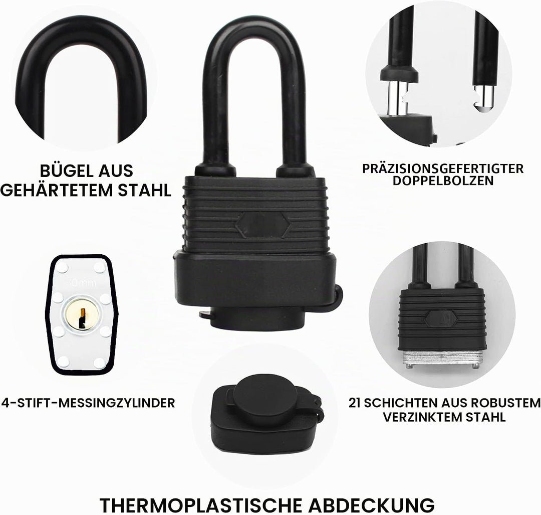 YUEHUA 4 Stück wasserdichtes Vorhängeschloss für den Aussenbereich, 40 mm, Sicherheitsschloss Vorhän