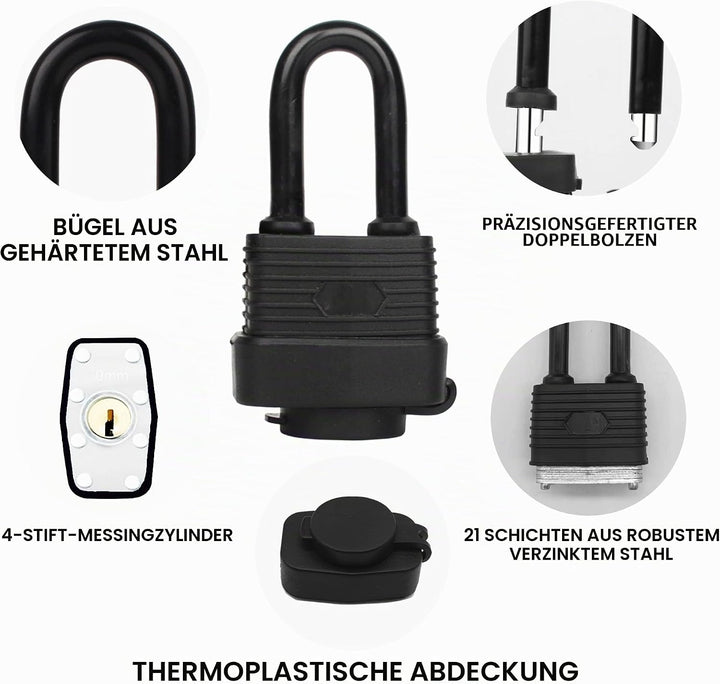 YUEHUA 4 Stück wasserdichtes Vorhängeschloss für den Aussenbereich, 40 mm, Sicherheitsschloss Vorhän