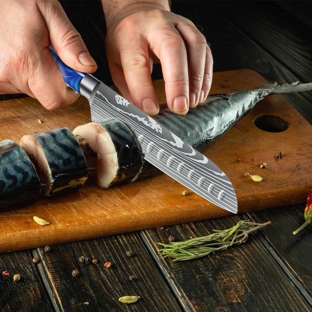 MDHAND Küchenmesser, Kochmesser Universalmesser 18cm Santoku Messer Küchenmesser Scharfe aus Deutsch