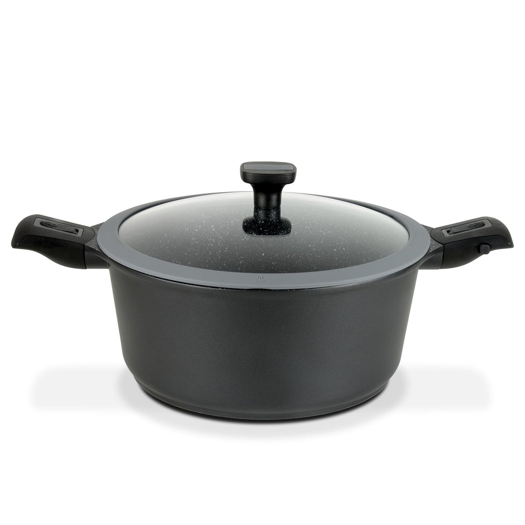 GSW 167857 Easy Click Kochtopf mit Glasdeckel und abnehmbaren Griffen, Aluminium, schwarz - ⌀24 cm 1