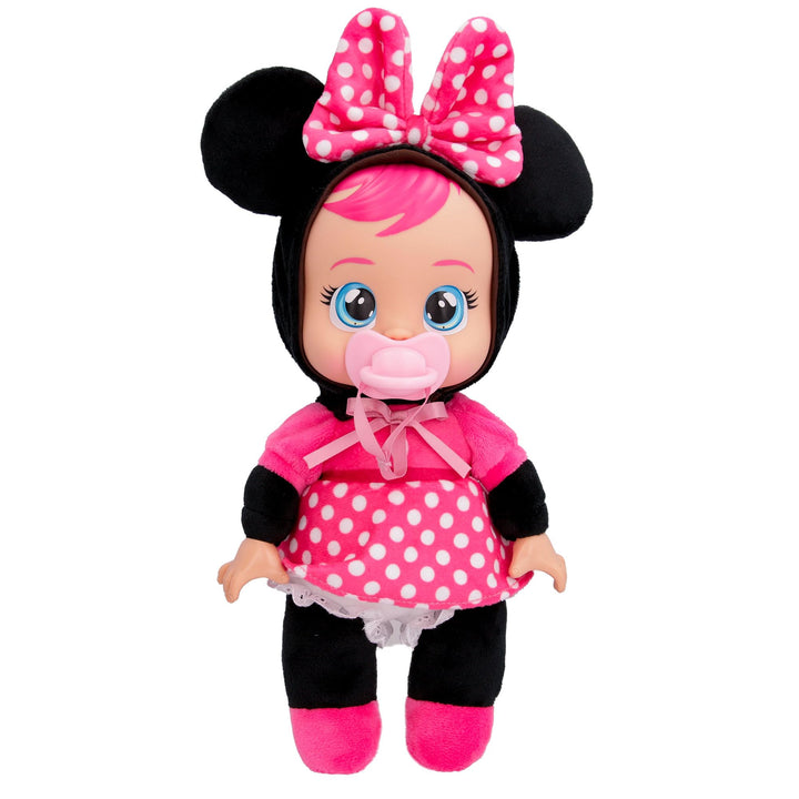 Cry Babies Tiny Cuddles Disney Minnie Mouse, Kuschelig weiche Plüschpuppe, Trägt einen Charakteristi