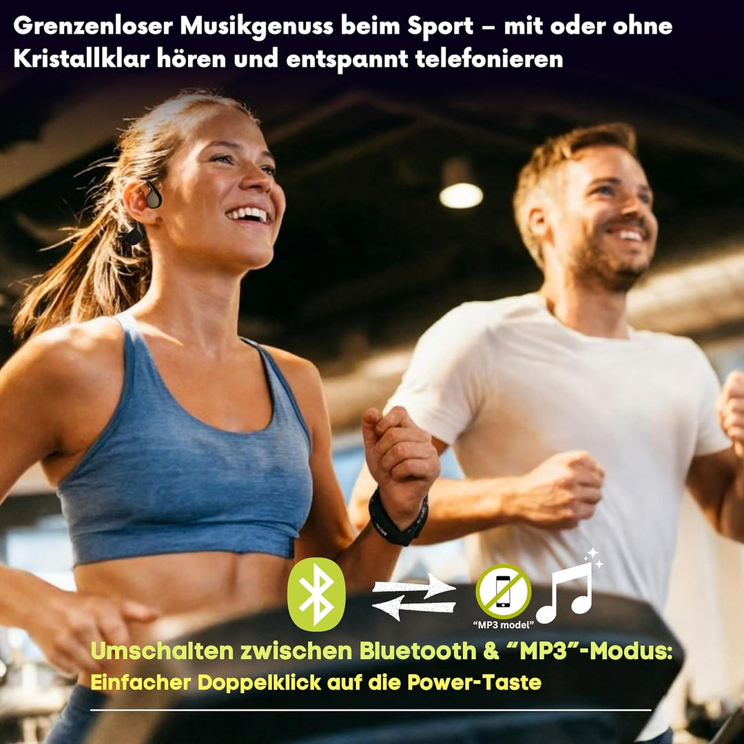 Knochenschall Kopfhörer Schwimmen, IPX8 Wasserdicht, Open-Ear Sport Kopfhörer 32GB Interner Speicher