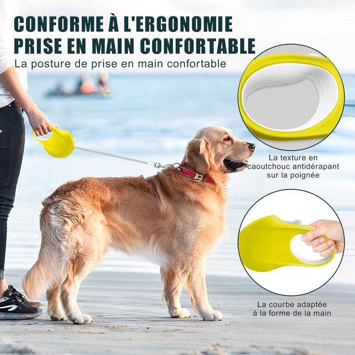 Ausziehbare Hundeleine 5m – Robuste Roll-Leine für kleine & mittlere Hunde – EIN-Hand-Bremssystem &