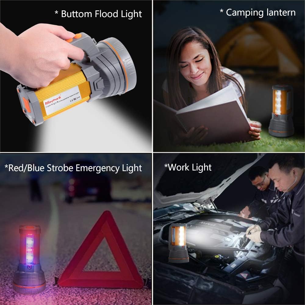 MAYTHANK Super Helle Led Suchscheinwerfer Wiederaufladbare Taschenlampe Batterien betrieben 10000mah