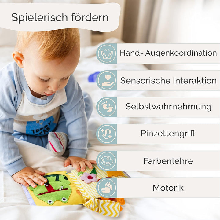 litfant® Original Busy Cube - Maus Mathilda | Der interaktive Motorikwürfel zur Förderung von Motori