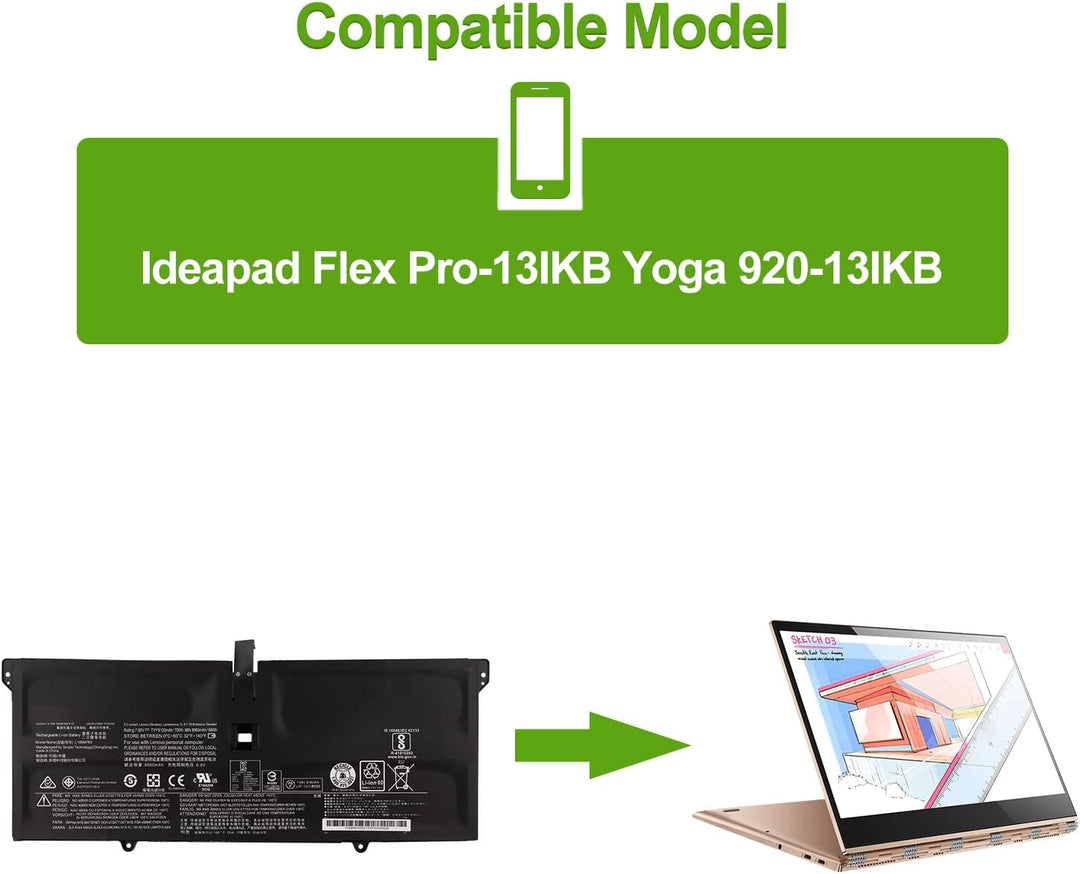 SwarKing Ersatz Akku Kompatibel mit L16M4P60 Ideapad Flex Pro-13IKB Yoga 920-13IKB Glass Series