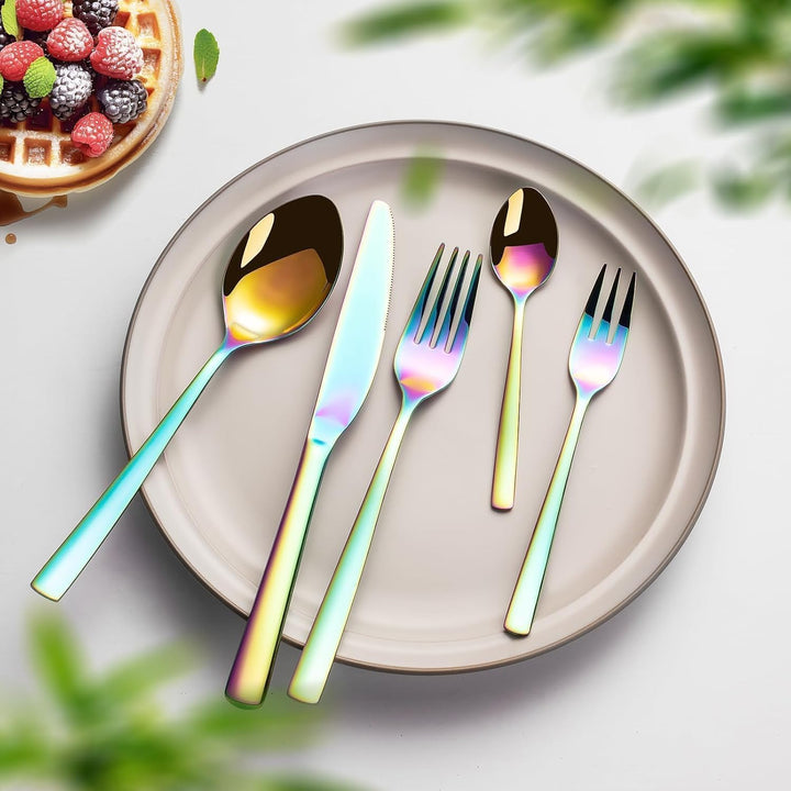 Besteck Set für 6 Personen, Essbesteck Set 30 teilig aus Edelstahl, Gabel Messer Löffel set, SpüLmas