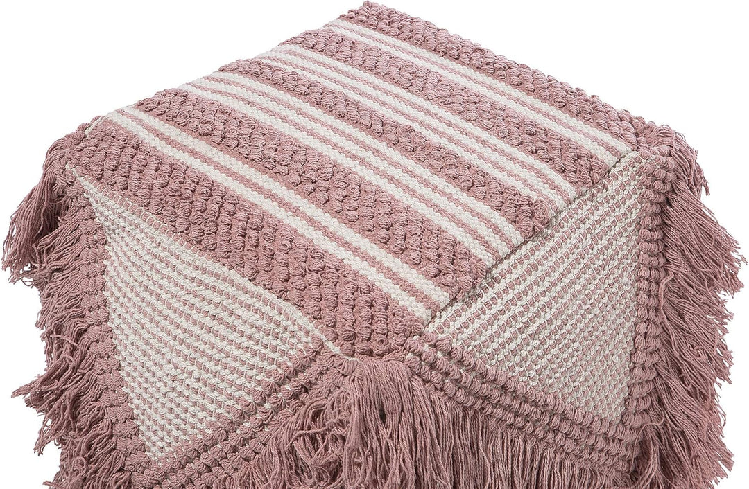Pouf Ottomane Taburett Sitzpouf rosa zartrosa Boho Kochi
