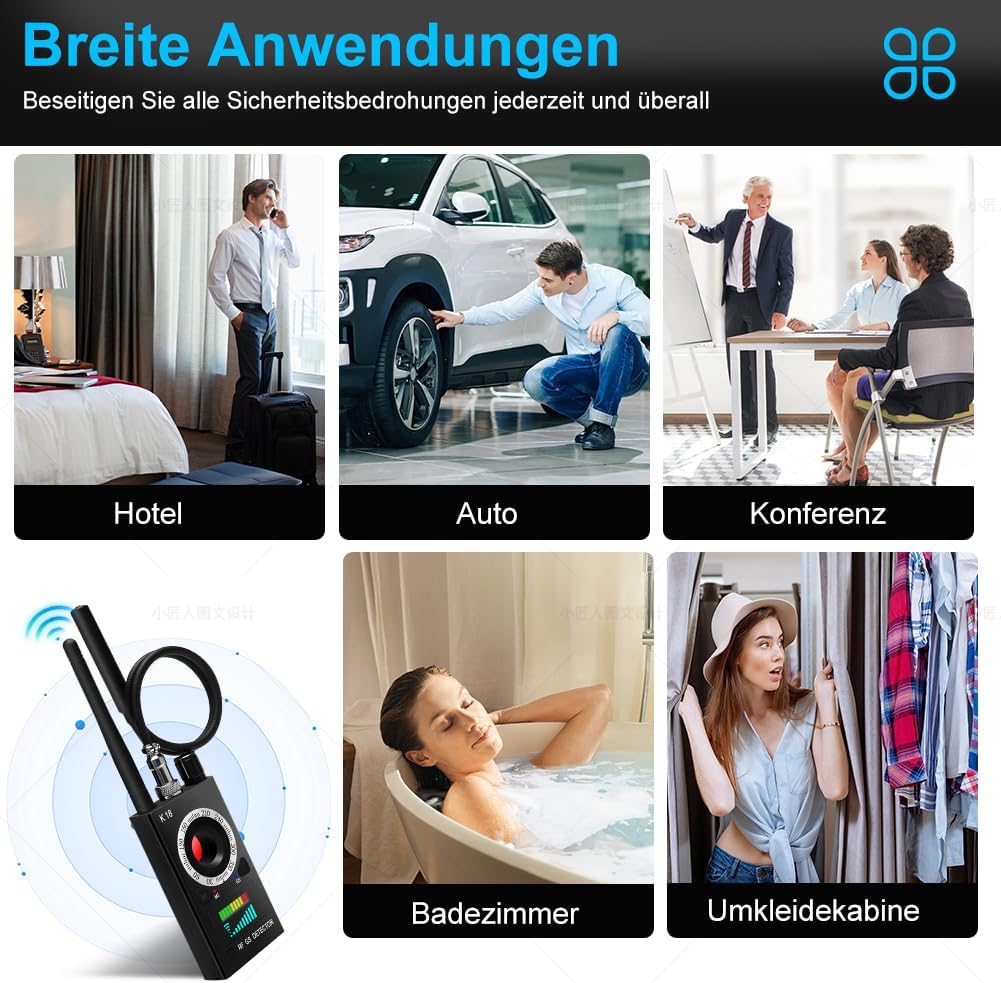 Wanzen Detektor RF Wireless, Anti Spy Detector für GSM Tracker Abhörgeräte Funkkameras Wanzenfinder