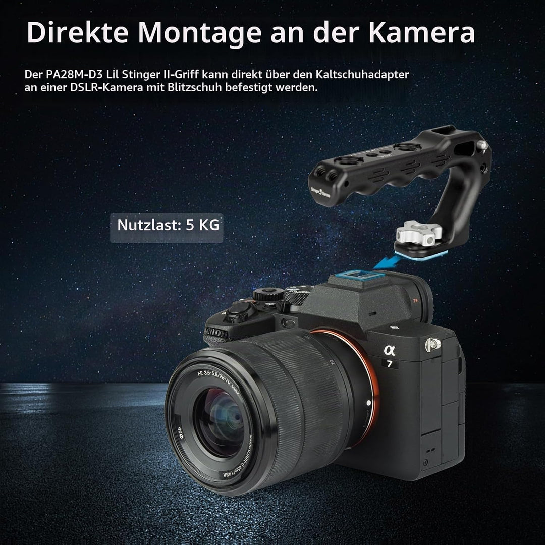 Nitze Cold Shoe TOP Handle, Mini Handle Grip mit Cold Shoe, Kamera Griff für Camera Cage, Universal