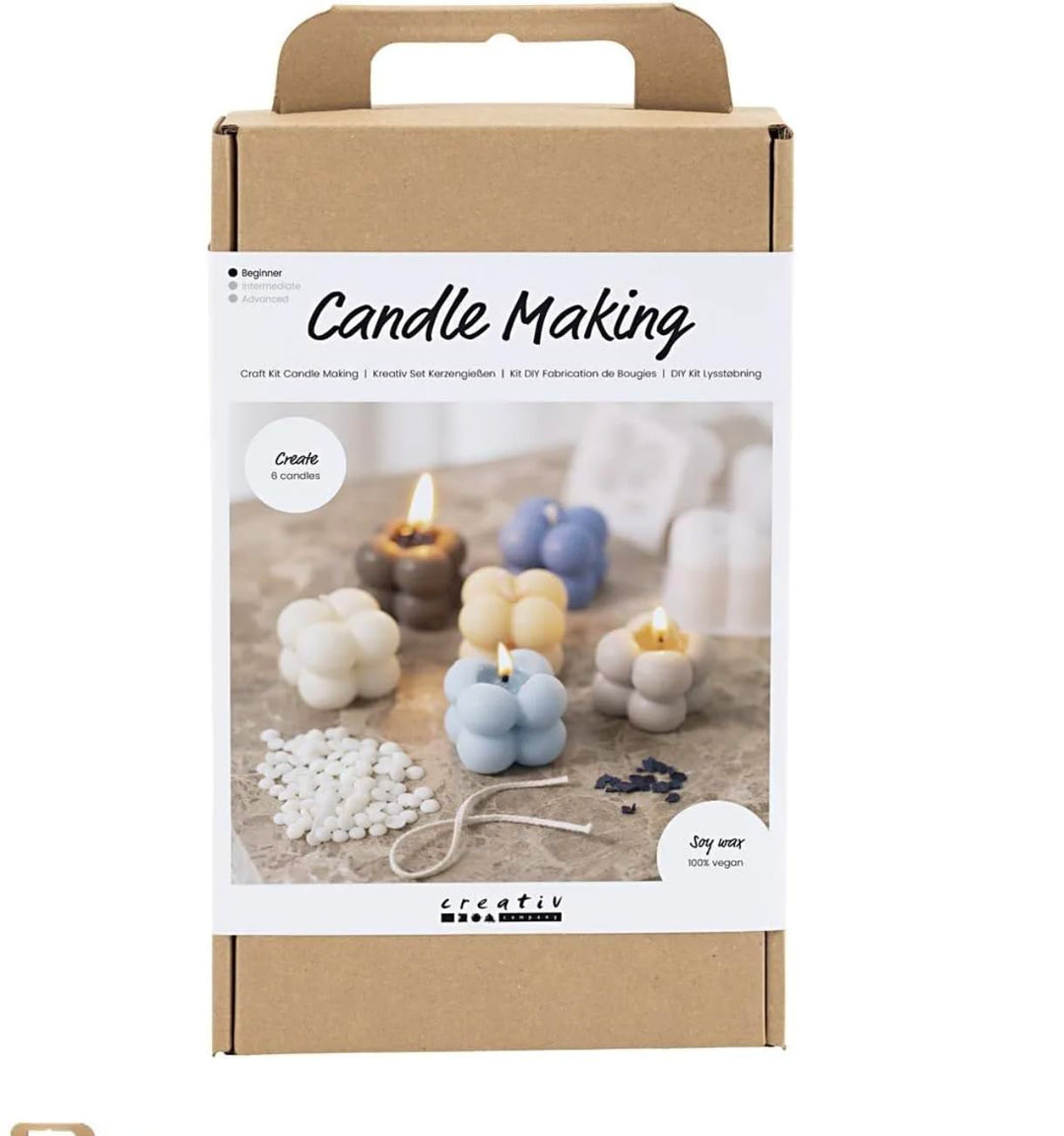 Creativ Bastelset Kerzenherstellung, warmes Beige, Creme, Hellblau, Sojakerzen, 1 Packung