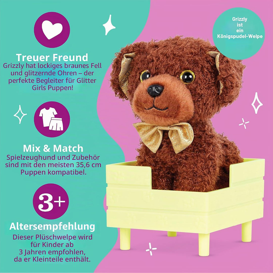 Glitter Girls - Grizzly - 36 cm Puppen-Zubehör - Puppe Haustiere - Hund Plüsch - Ausgestopfte Tiere