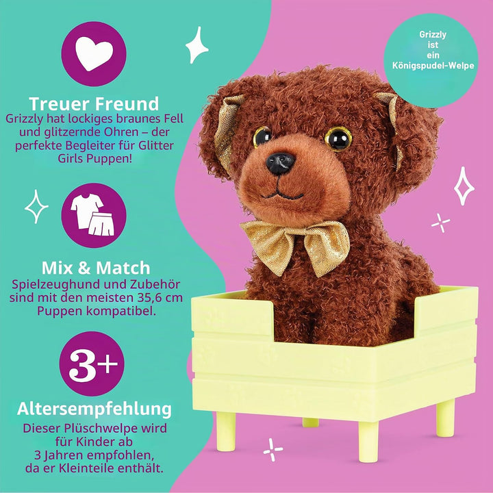 Glitter Girls - Grizzly - 36 cm Puppen-Zubehör - Puppe Haustiere - Hund Plüsch - Ausgestopfte Tiere