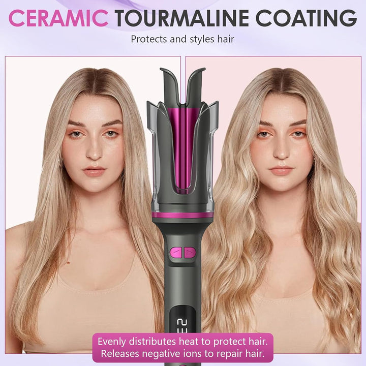 Lockenstab Automatisch Professioneller, Curling Iron, Rotierender Anti-Verbrühungs-Keramik-Lockensta