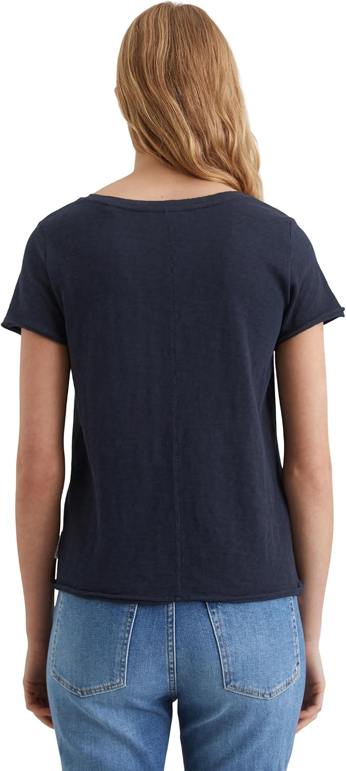Marc OߴPolo Denim Damen T-Shirt aus Bio-Baumwolle mit V-Ausschnitt, Scandinavian Blue