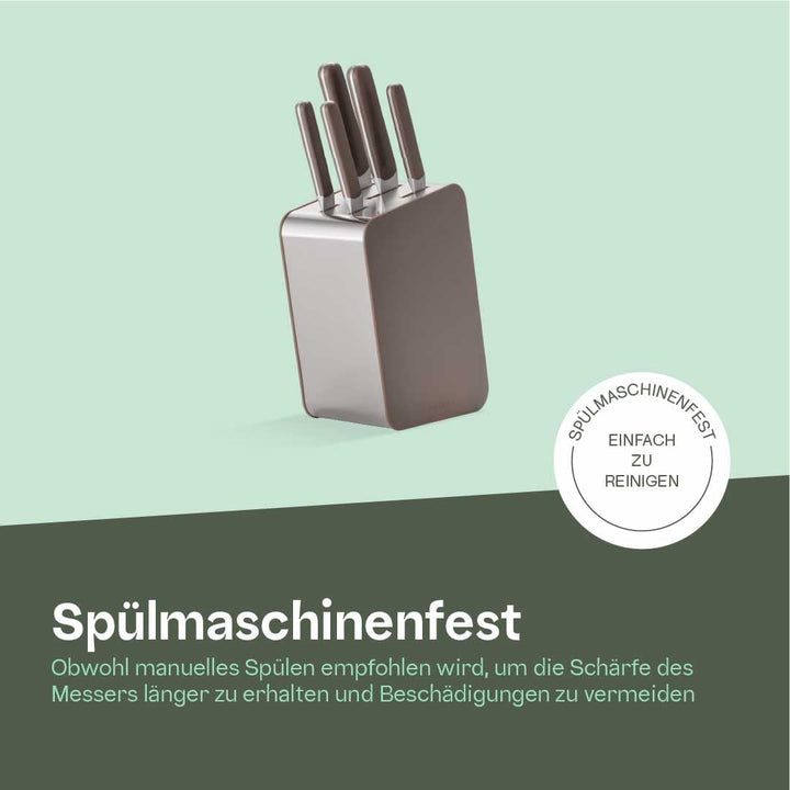 BergHOFF Home Messerblock mit Messer - 6-teilig Messerset mit Block - Küchenmesserset - Küchenmesser