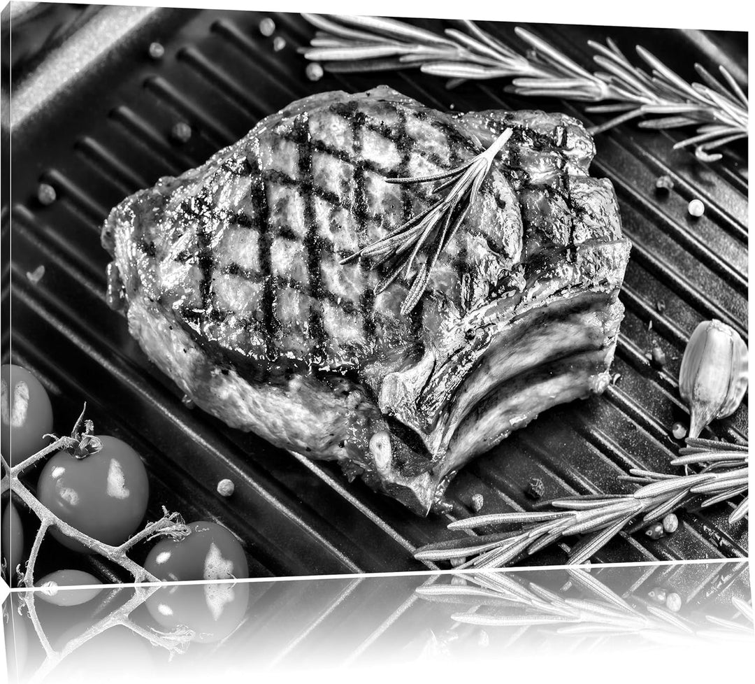 Pixxprint Steak Rumpsteak Fleisch als Leinwandbild/Grösse: 100x70 / Wandbild/Kunstdruck/fertig bespa