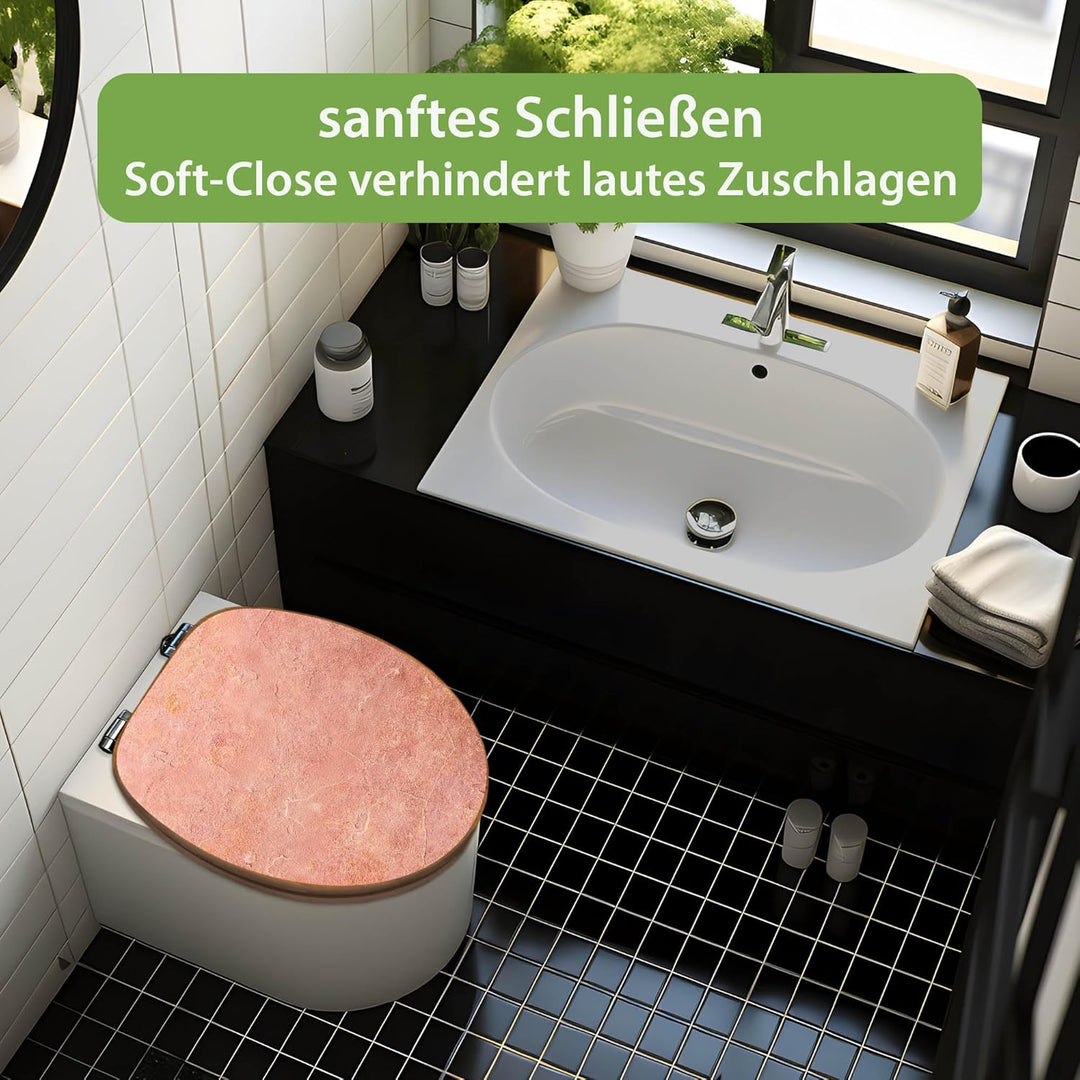 banjado Design WC Sitz Bambus Absenkautomatik 45,8x37,5cm - Toilettendeckel mit Absenkautomatik Holz