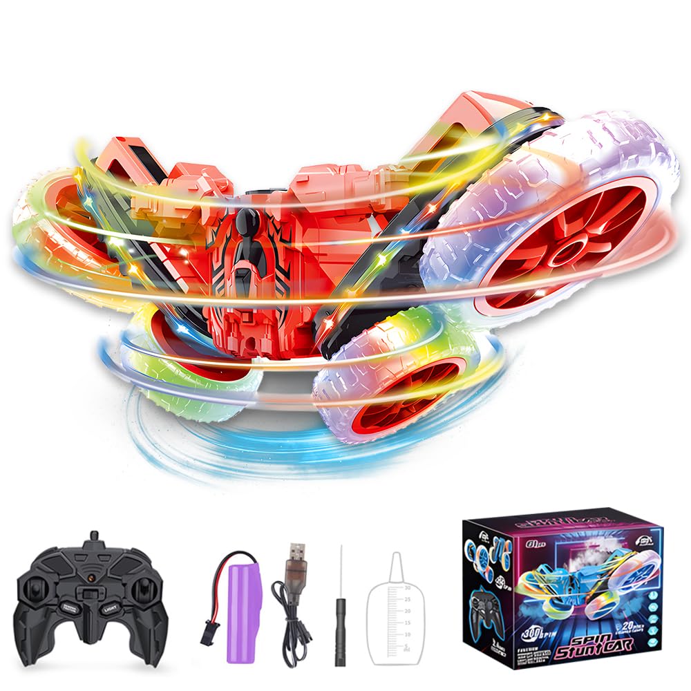 3T6B Ferngesteuertes Auto 4WD 360° Flip Stuntauto, 2,4GHz RC Stunt Crawler Mit Bunten Blinklichtern