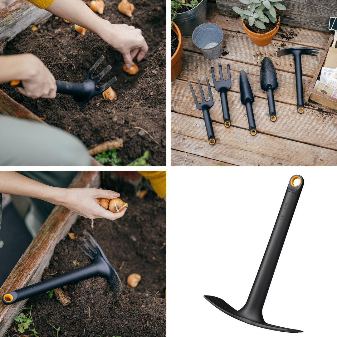 Fiskars Gartenwerkzeuge-Set, 3-teilig, Xact Unkrautstecher, Rostfreier Stahl/Kunststoff, Solid-Kombi