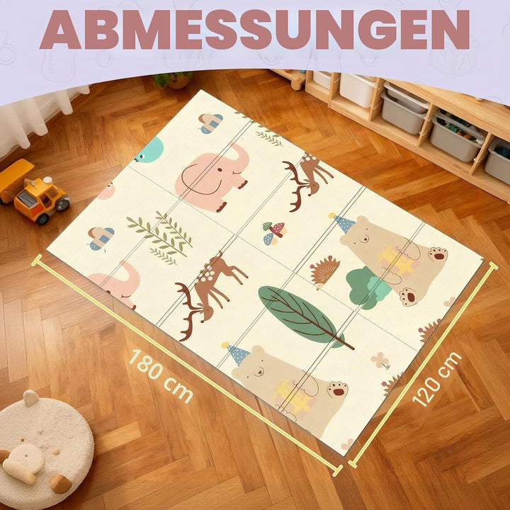 Huracan Spielmatte Baby 180x120cm, Extra Dicke 1cm Weiche Krabbelmatte Baby, Faltbar Beidseitig Krab