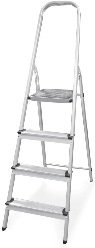 Amig - Klappbare Leiter mit 4 Stufen - Hergestellt aus Aluminium - Masse der kleinen Stufen: 28 cm x
