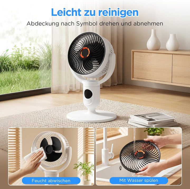 Lepwings Standventilator Leise mit Fernbedienung, 2-in-1 Akkuventilator 10400 mAh, USB-C wiederaufla