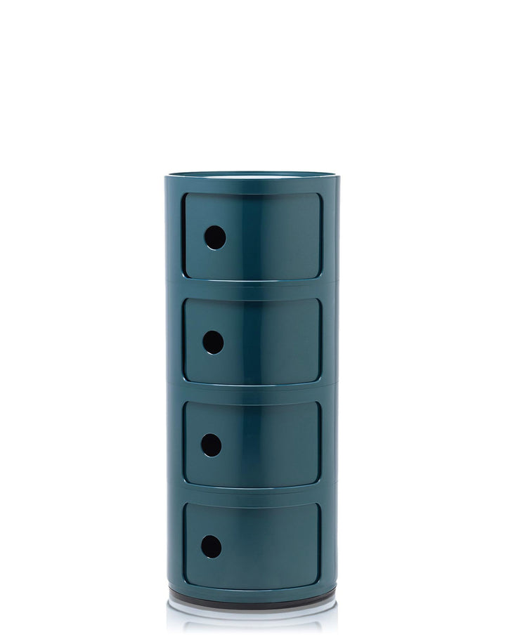 Kartell Componibili, 4 Elements, Blau, Runde Basis 4-fächer Blau, 4-fächer Blau
