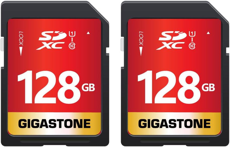 Gigastone SDXC-Speicherkarte, 128 GB, 2 Karten, Primärserie, Geschwindigkeit 80 MB/s, kompatibel mit