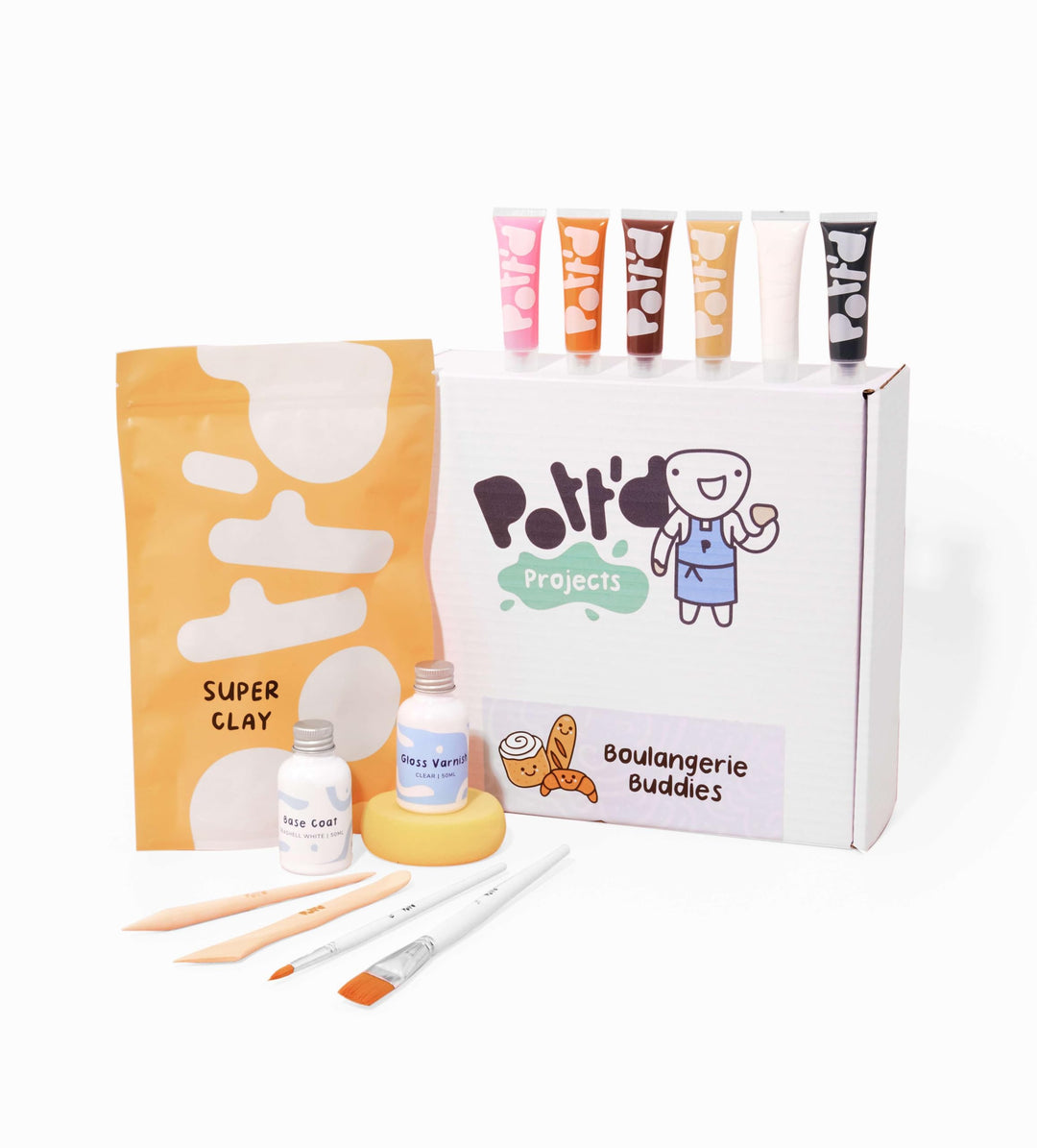 Pott'd Mini-Töpfer-Sets | Lufttrocknendes Töpferset für Erwachsene | Mit Farben, Töpferwerkzeugen un