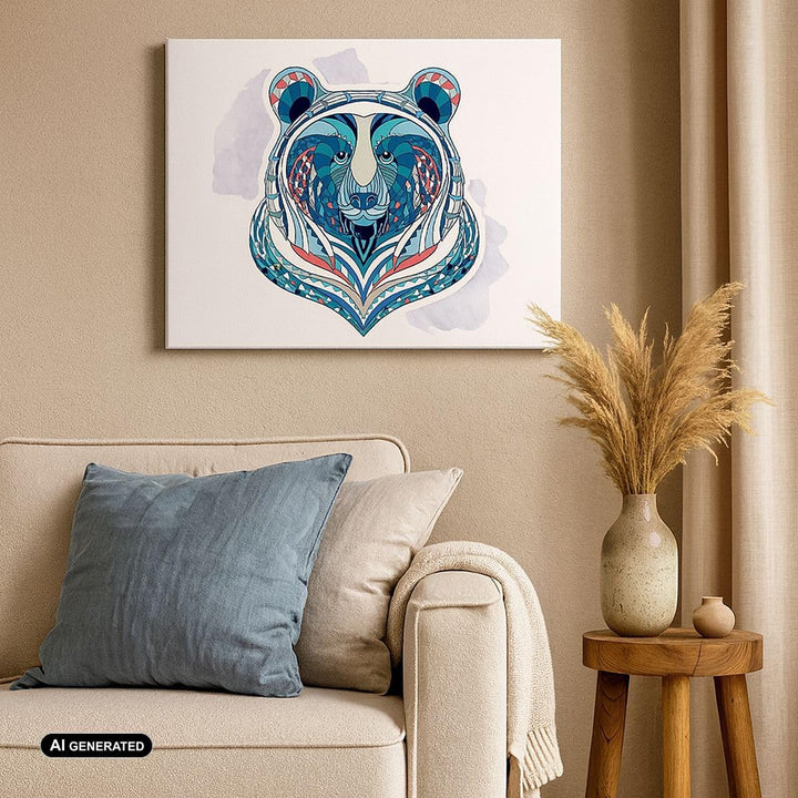 Bilder auf Leinwand 100x70cm Leinwandbild Bär Illustration Traum blumig Gross Wanddeko Bild Schlafzi