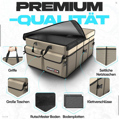 FORTEM Kofferraum Organizer, Kofferraumtasche, Zusammenklappbarer Auto Organizer Kofferraum mit Fäch