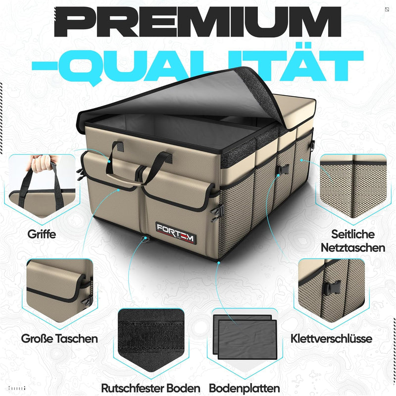 FORTEM Kofferraum Organizer, Kofferraumtasche, Zusammenklappbarer Auto Organizer Kofferraum mit Fäch
