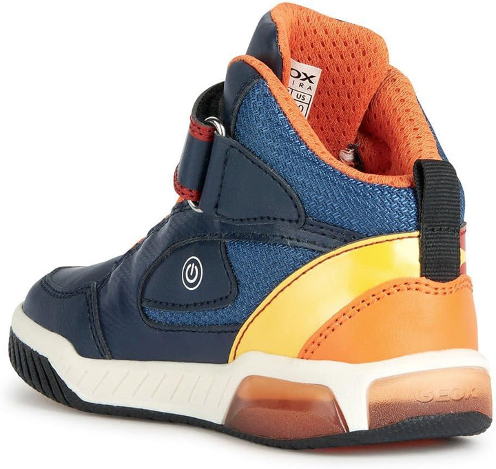 Geox Jungen J Inek Boy Sneaker 24 EU Navy Orange, 24 EU Navy Orange