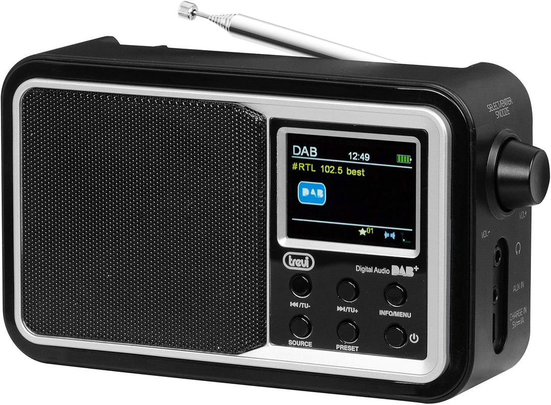 Trevi DAB 7F96 R Tragbares Radio mit DAB/DAB+/FM-Empfänger, 2 Zoll Farbdisplay, Speicherstationen, B