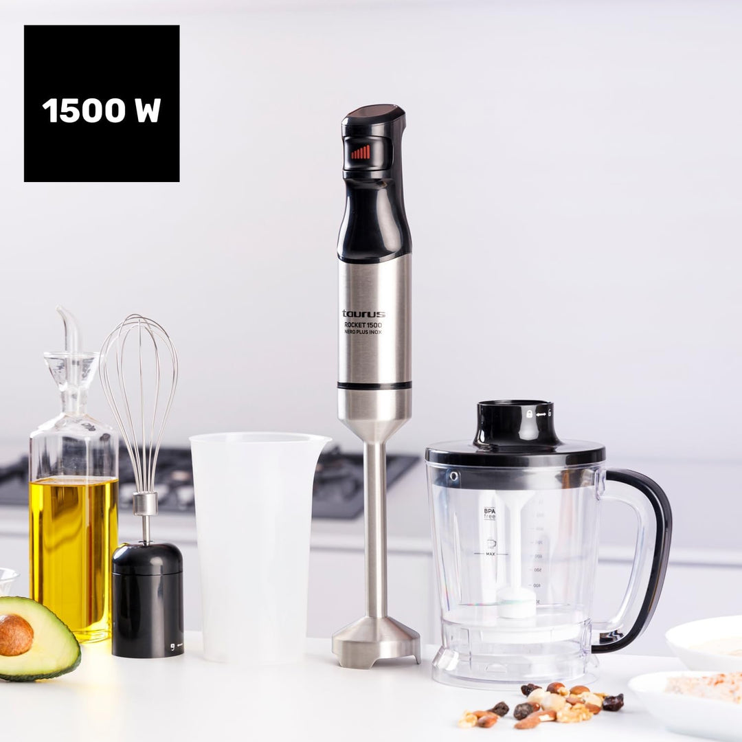 Taurus - Stabmixer Rocket 1500 Nero Plus Inox | 1500W | Leistungsregler | Ergonomisches Design | Ede
