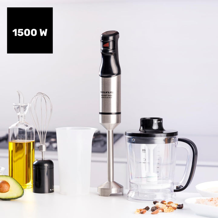 Taurus - Stabmixer Rocket 1500 Nero Plus Inox | 1500W | Leistungsregler | Ergonomisches Design | Ede