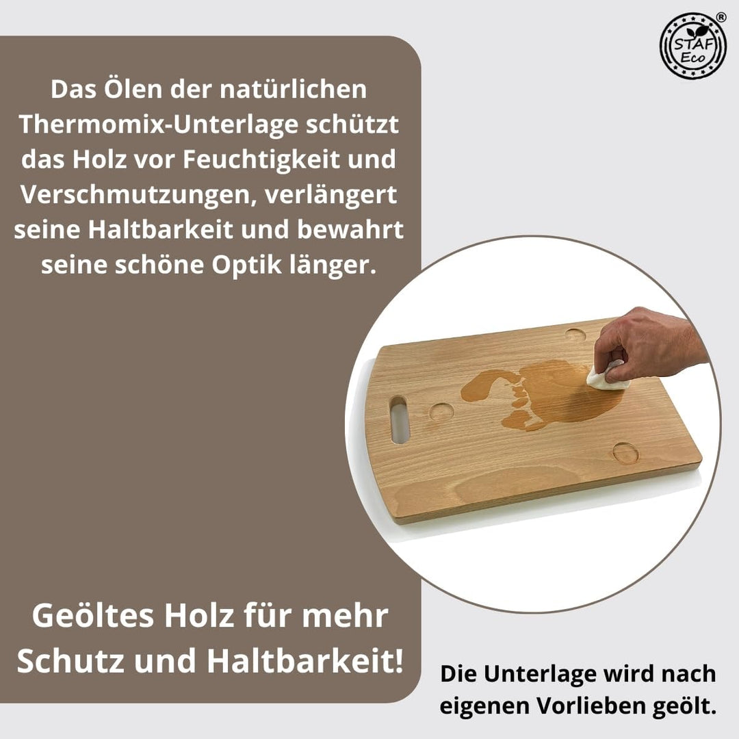 STAFECO® Gleitbrett für Thermomix Holz 100% TM6 TM5 Zubehör Rollbrett Slider müheloses Verschieben &