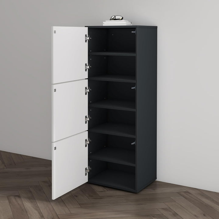 Mai & Mai Schuhschrank Schuhkommode mit 3 Schränken BTH: 45x36x120 cm Schuhregal Möbel in Anthrazit