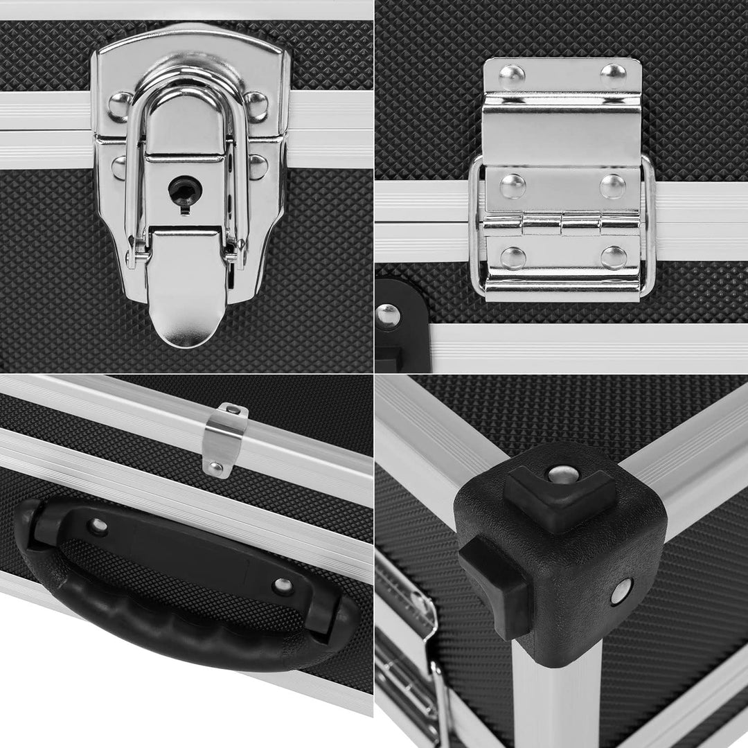 anndora Werkzeugkoffer 70101 Werkzeugkiste 42,5 x 30,5 x 12,5 cm abschliessbar - Schwarz Aluminium,