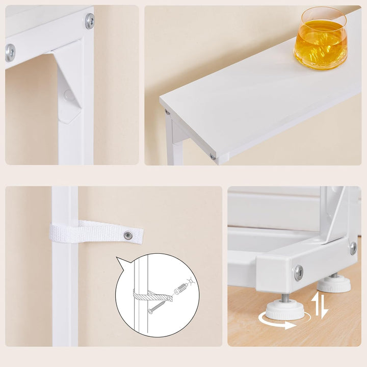 HOOBRO Schmaler Konsolentisch (15 cm breit), höhenverstellbar (63,5-83,5 cm), Sofatisch mit Ladestat