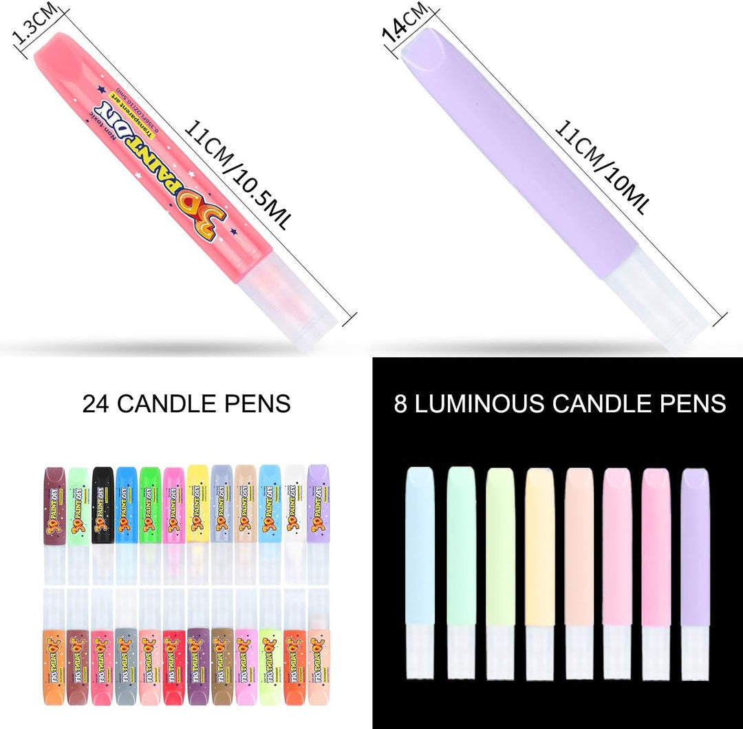 32 Stück Kerzenstifte Leuchtende Kerzenfarben Kerzenbemalset Candle Liner Wachsstifte für Kerzen Sel
