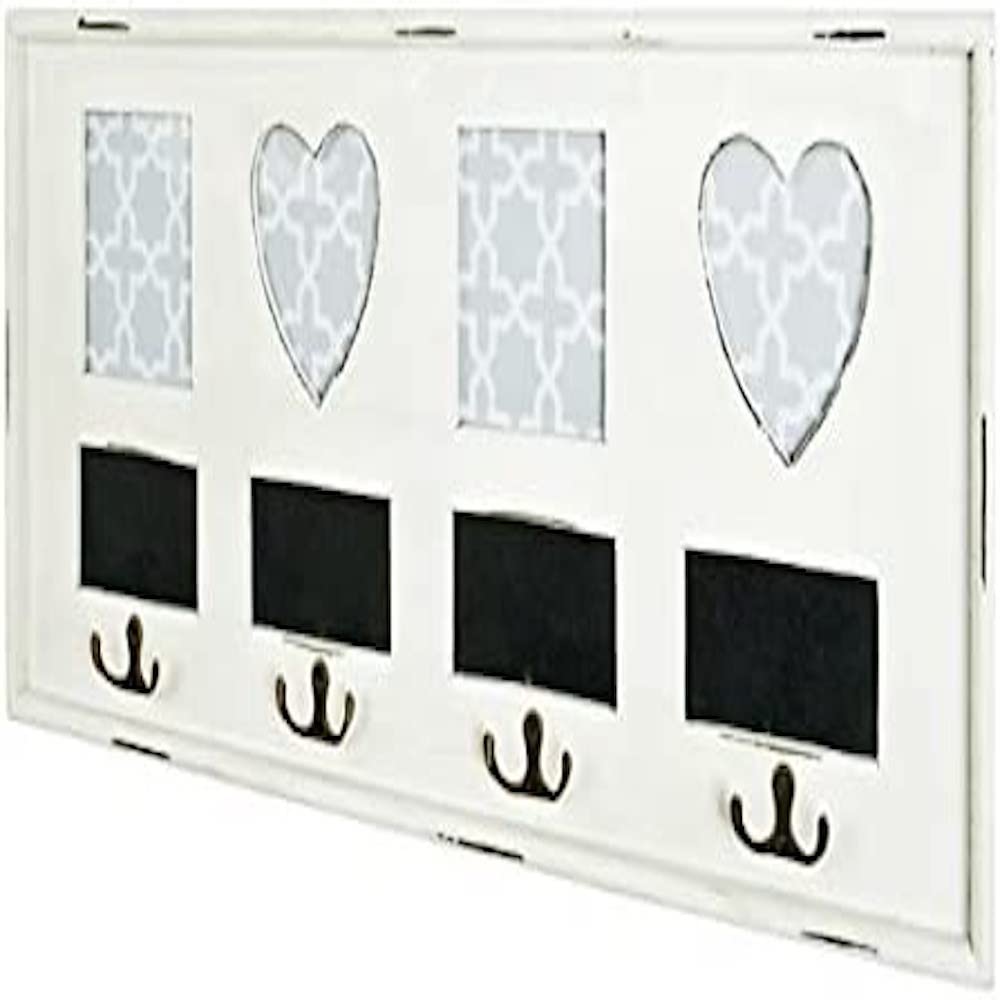 HAKU Möbel Wandgarderobe, Massivholz, antikweiss, B 63 x T 3 x H 26 cm 3 x 63 x 26 cm, 3 x 63 x 26 c