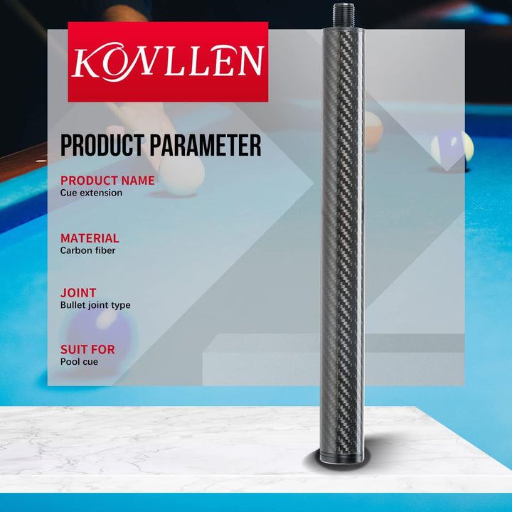 Konllen Pool-Queue-Verlängerung mit 3 Stossfängern, Carbonfaser, Billard-Queue-Verlängerung, Billard