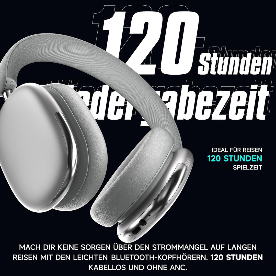 Over-Ear Bluetooth Kopfhörer ANC, 120h Akku | Hi-Res Audio, 40mm Treiber, Multipoint BT 5.4, Noise C