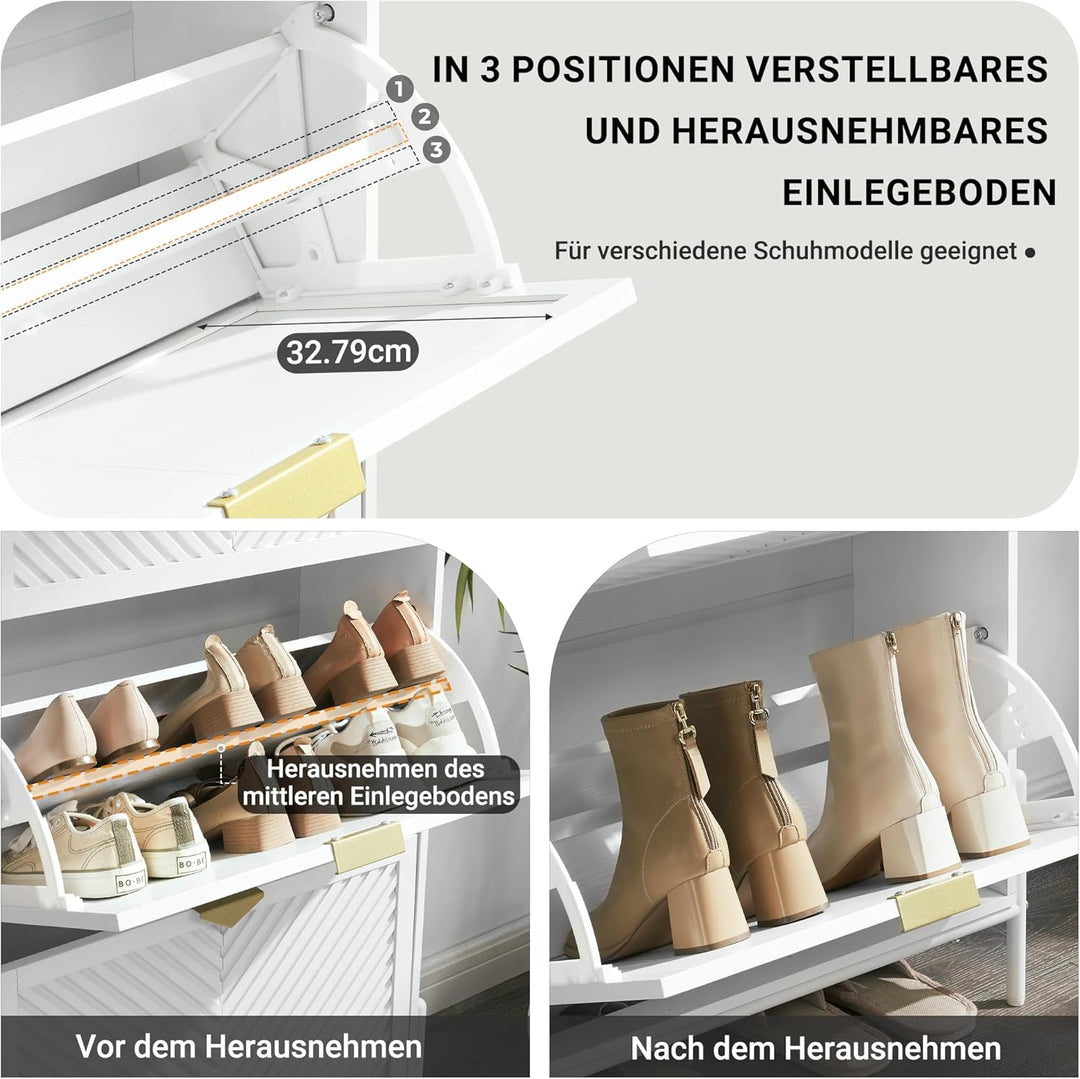Schmal Schuhschrank mit 2 Klappen platzsparender, Schmaler Geschlossen Schuhregal Schuh Schrank Schu
