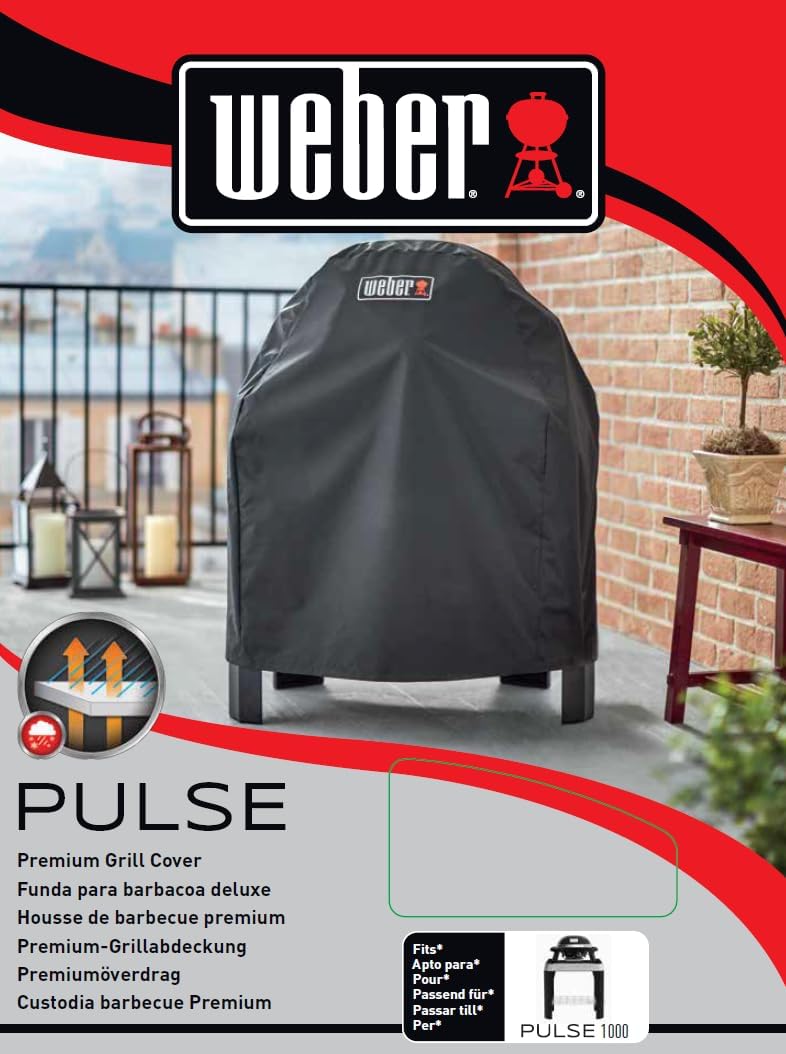 Weber Premium Grill Abdeckhaube für Pulse 1000 mit Stand, atmungsaktiv UV- & wasserbeständig, Schutz